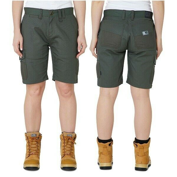 Womens Elwood Utility Shorts Cargo Phone Pocket Work Stretch Tough Tradie EWD601