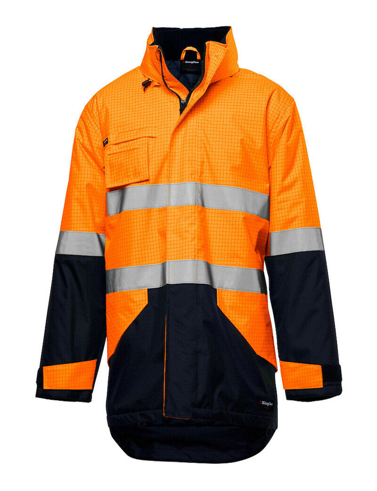 KingGee Anti Static Jacket Work Waterproof Hi-Vis Taped Hood Safety K55035