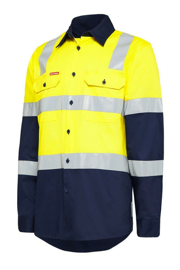 Hard Yakka Biomotion Hi-Vis X Cross Tape Safety Work Light Shirt Y04270