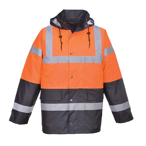 Portwest Hi-Vis Two Tone Traffic Jacket Waterproof Reflective Tape Work S467