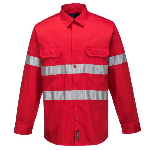 Portwest Hi-Vis Lightweight Long Sleeve Shirt with Tape Reflective Safety MA301