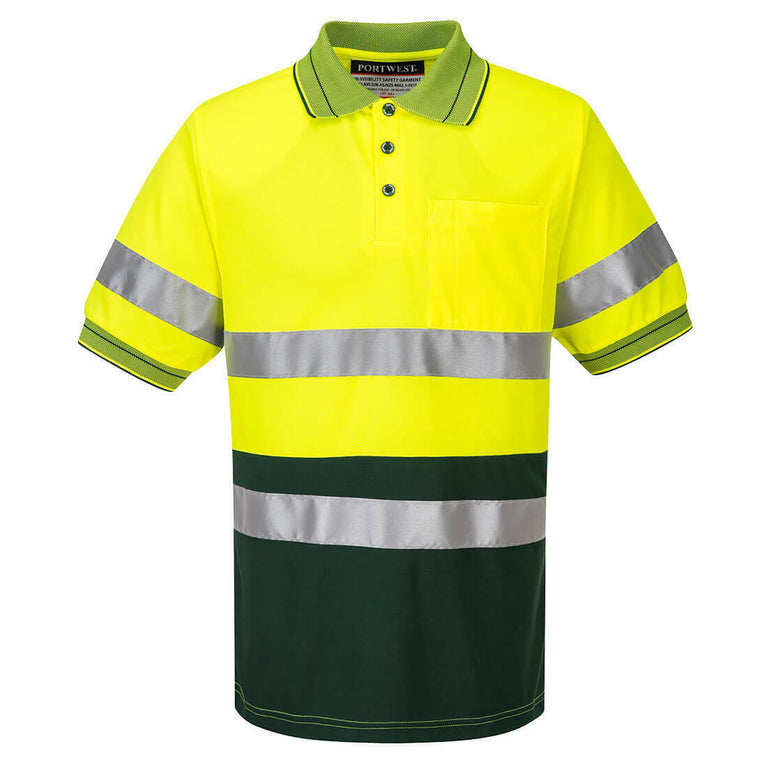 Portwest Mens Prime Mover Short Sleeve Micro Mesh Polo Taped Hi-Vis Work MP510