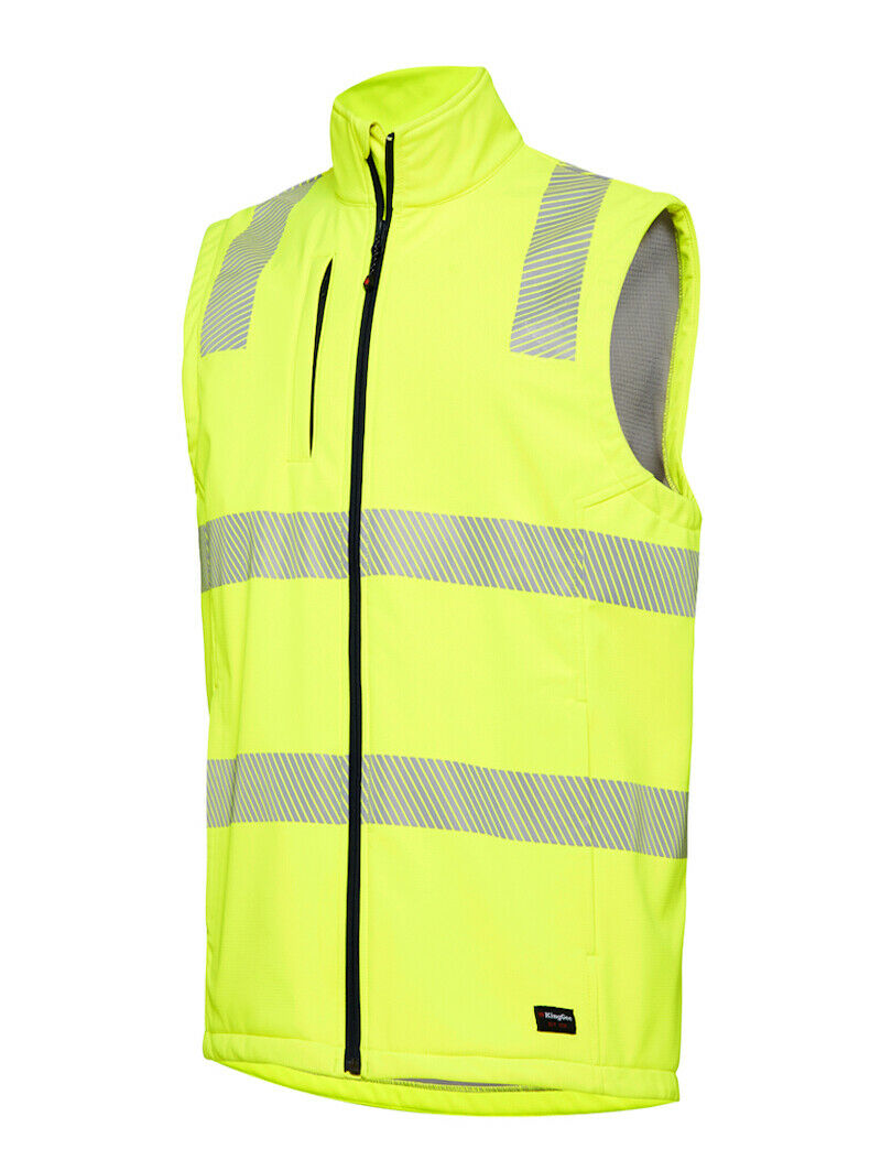 KingGee Mens Reflective Soft Shell Vest Durable Ripstop Fleece Waterproof K55025