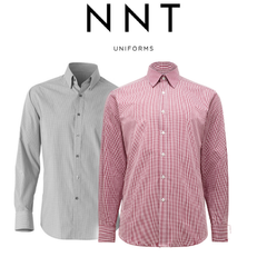 NNT Mens Formal Gingham Long Sleeve Under Collar Check Shirts Business CATDGZ