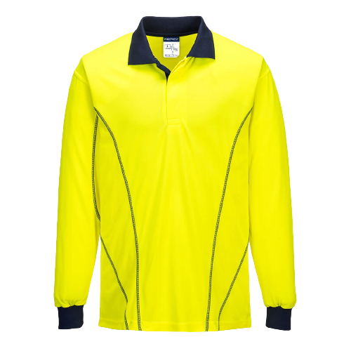 Portwest AirMesh Long Sleeve Polo Shirt Yellow Comfortable Taped Hi Vis MP512