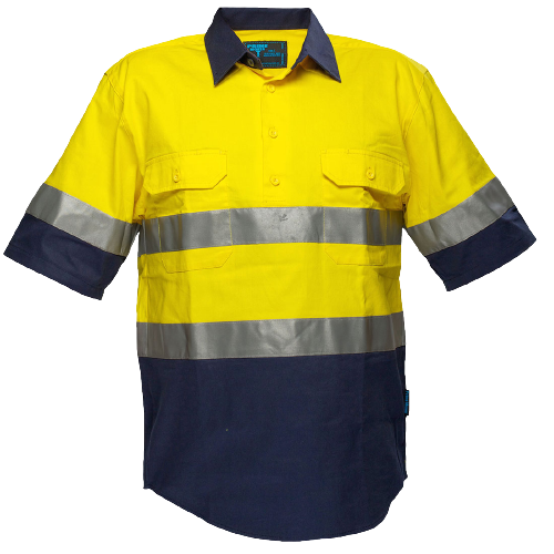 Portwest Hi-Vis Two Tone Regular Weight Short Sleeve Close Shirt Tape MC102