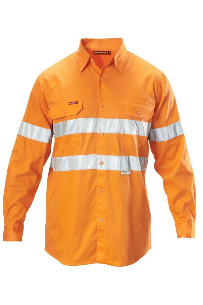 Hard Yakka Foundations Long Sleeve Taped Cotton Drill Work Shirt Y07227