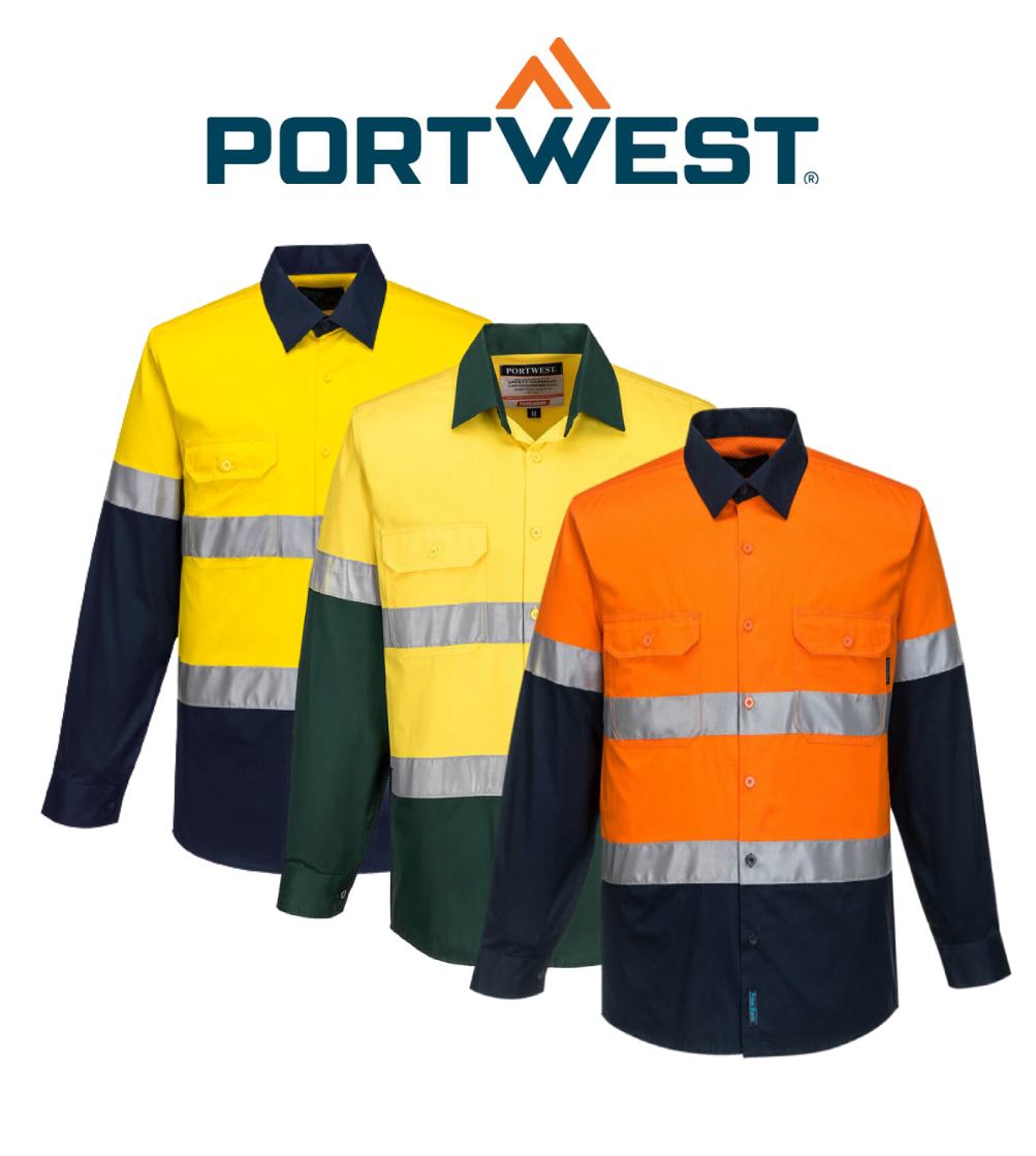 Portwest Mens Prime Mover Taped Hi-Vis Lightweight Long Sleeve Shirt Work MA801