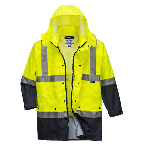 Portwest Mackay Anti-Static Jacket Waterproof Hood Reflective Work Safety MJ370