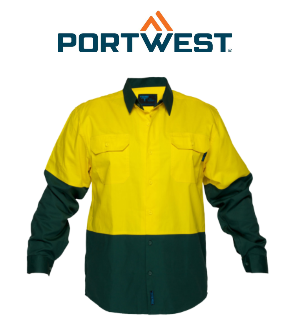 Portwest Mens Prime Mover Hi-Vis Lightweight Gusset Sleeves Shirt Comfort MS801