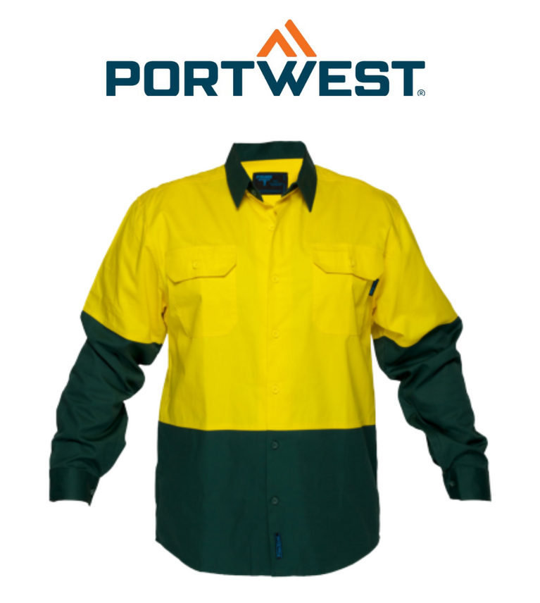 Portwest Mens Prime Mover Hi-Vis Lightweight Gusset Sleeves Shirt Comfort MS801