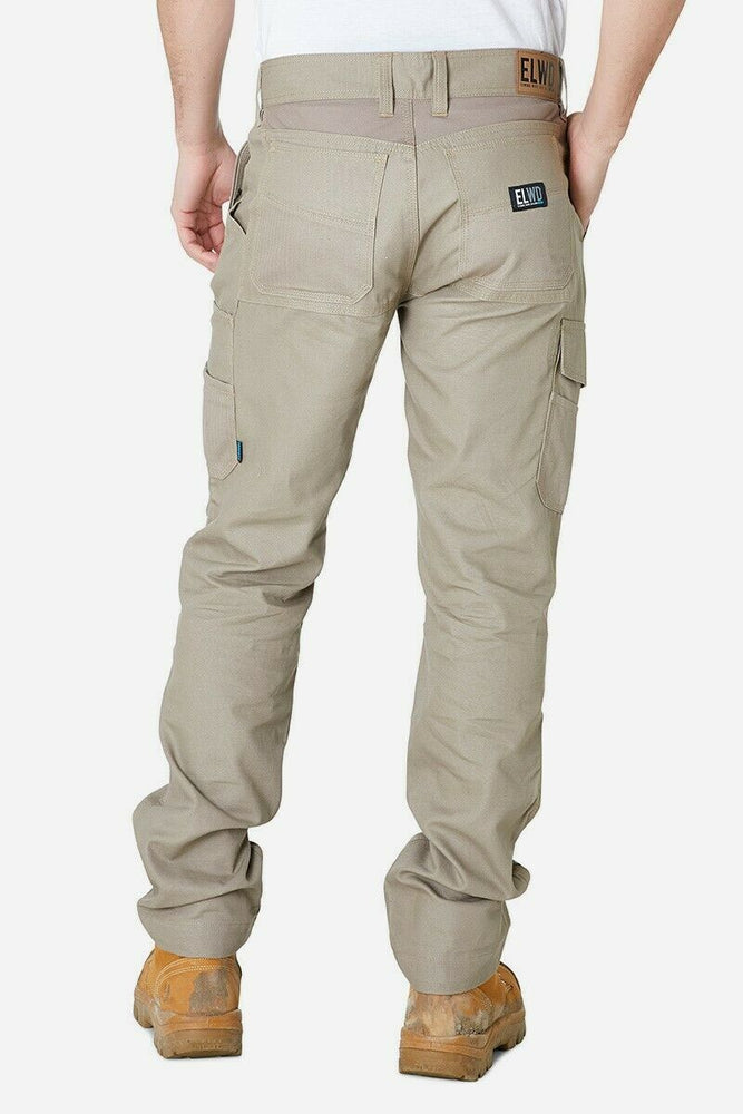 Mens Elwood Work Utility Pants Knee Panels Canvas Tradie Phone Pocket EWD101