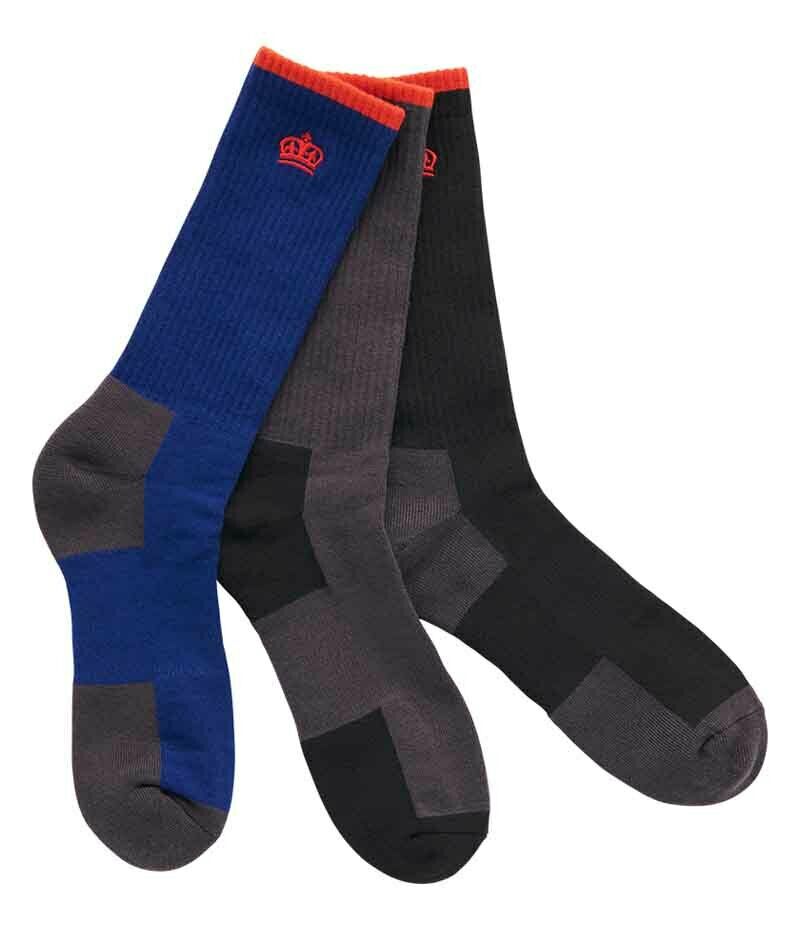 KingGee Mens Eco Crew Socks 3 Pack Comfortable Work Everyday Multicolored K09008