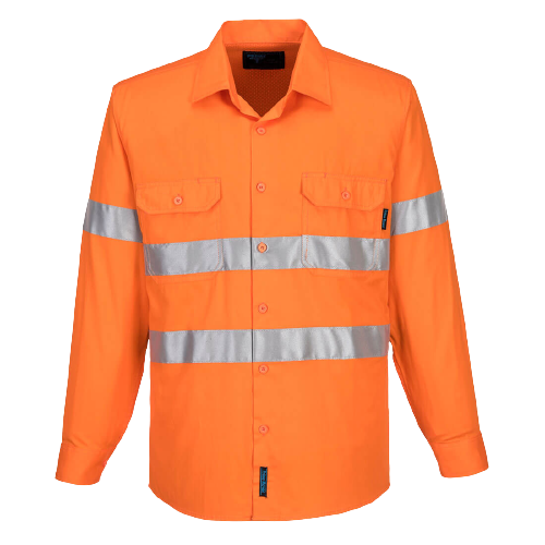 Portwest Hi-Vis Lightweight Long Sleeve Shirt with Tape Reflective Safety MA301