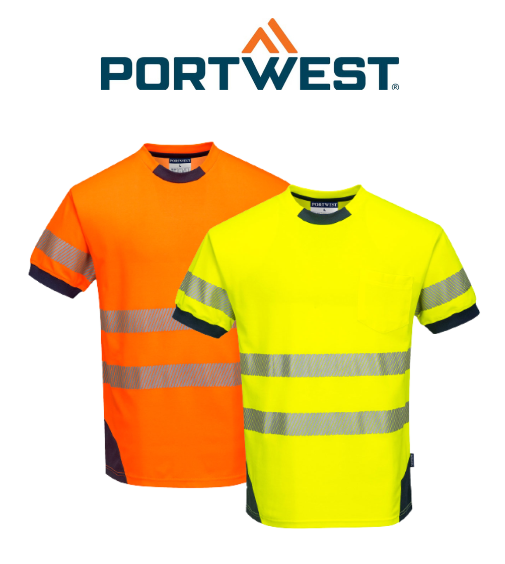 Portwest PW3 Hi-Vis T-Shirt S/S 2 Tone Reflective Short Sleeve Work Safety T183