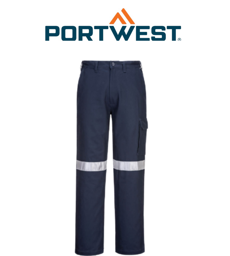 Portwest Mens Prime Mover Cargo Pants Taped Cotton Pre Shrunk Work Safety MP701