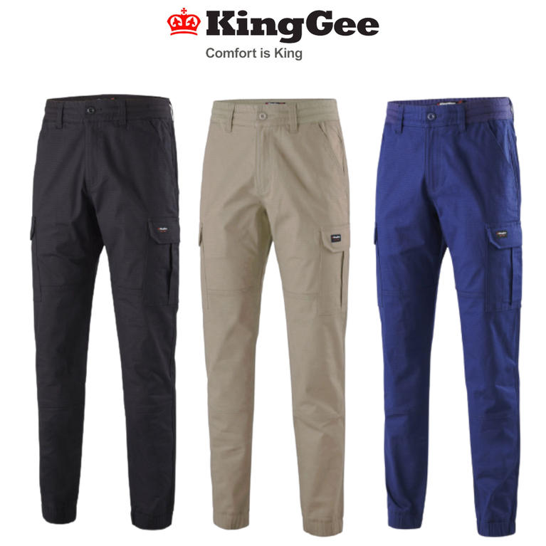 KingGee Mens Tradies Comfort Cuff Pant Cotton Elastic Waist Work Pants K13012