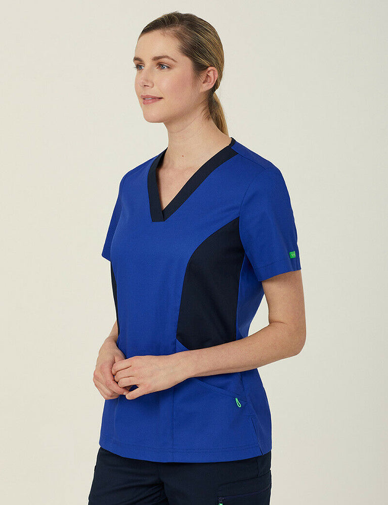 NNT Womens Nightingale V Neck Contrast Scrub Top Nurse Workwear Comfort CATULL