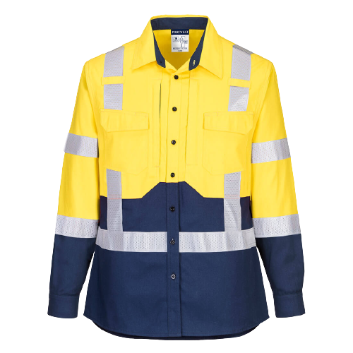 Portwest Ladies Hi-Vis Stretch Long Sleeve Shirt 2 Tone Reflective Safety LS502