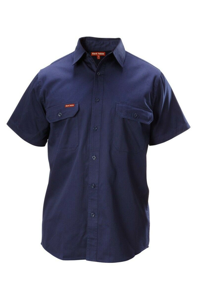 Hard Yakka Cotton Drill Work Shirt Button Short Sleeve