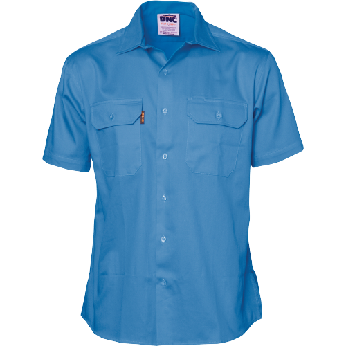 DNC Workwear Mens Cotton Drill Safety Shirt Short Sleeve Flame Retardant 3201