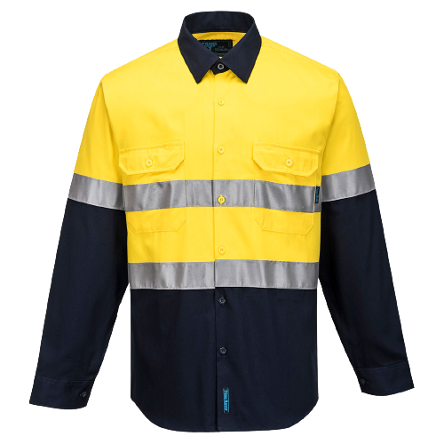 Portwest Hi-Vis Two Tone Regular Weight Long Sleeve Shirt Tape Safety MA101