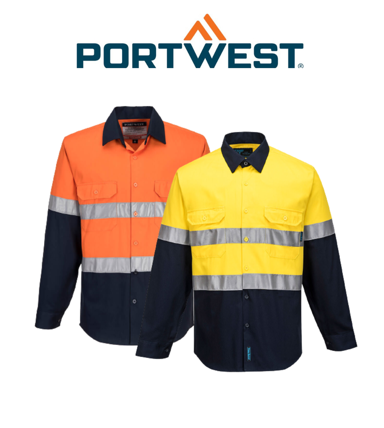 Portwest Hi-Vis Two Tone Regular Weight Long Sleeve Shirt Tape Safety MA101