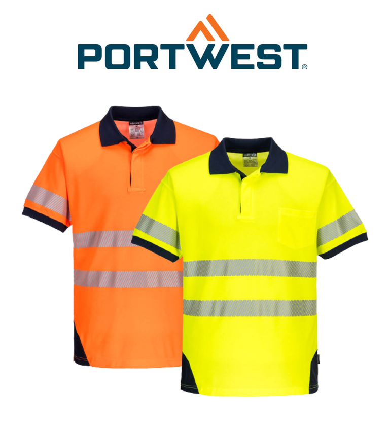 Portwest PW3 Hi-Vis Polo Shirt S/S Breathable 2 Tone Reflective Work Safety T182