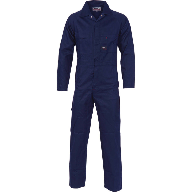 DNC Workwear Mens Cotton Drill Coverall Hi Vis Work Safety Flame Retardant 3101