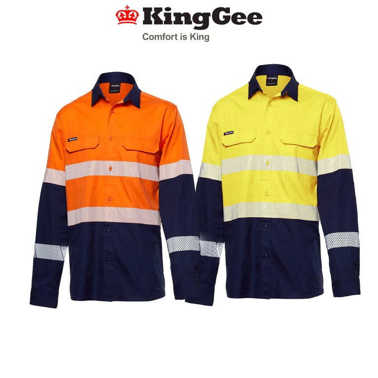 KingGee Mens Workcool Pro Bio Motion Shirt Long Sleeve Work Safety Comfy K54028