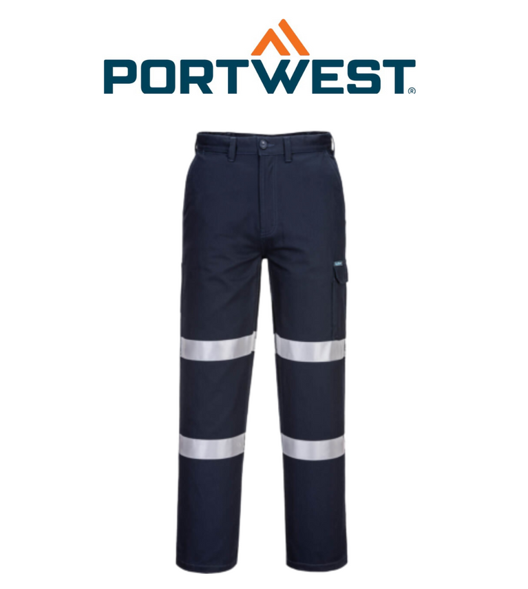 Portwest Mens Prime Mover Cargo Pants Double Tape Lumentex Work Safety MD701