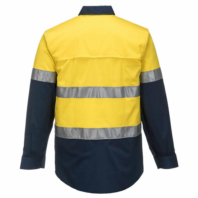 Portwest Mens Prime Mover Taped Hi-Vis Lightweight Long Sleeve Shirt Work MA801