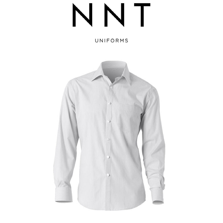 NNT Mens Cotton Shirt Fine Stripe Long Sleeve Cutaway Collar Business CATD1D