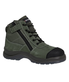 KingGee Mens Tradie Boots Safety Side Zip Work Boot Breathable Leather K27110