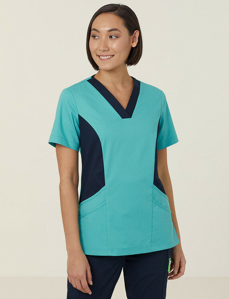 NNT Womens Nightingale V Neck Contrast Scrub Top Nurse Workwear Comfort CATULL