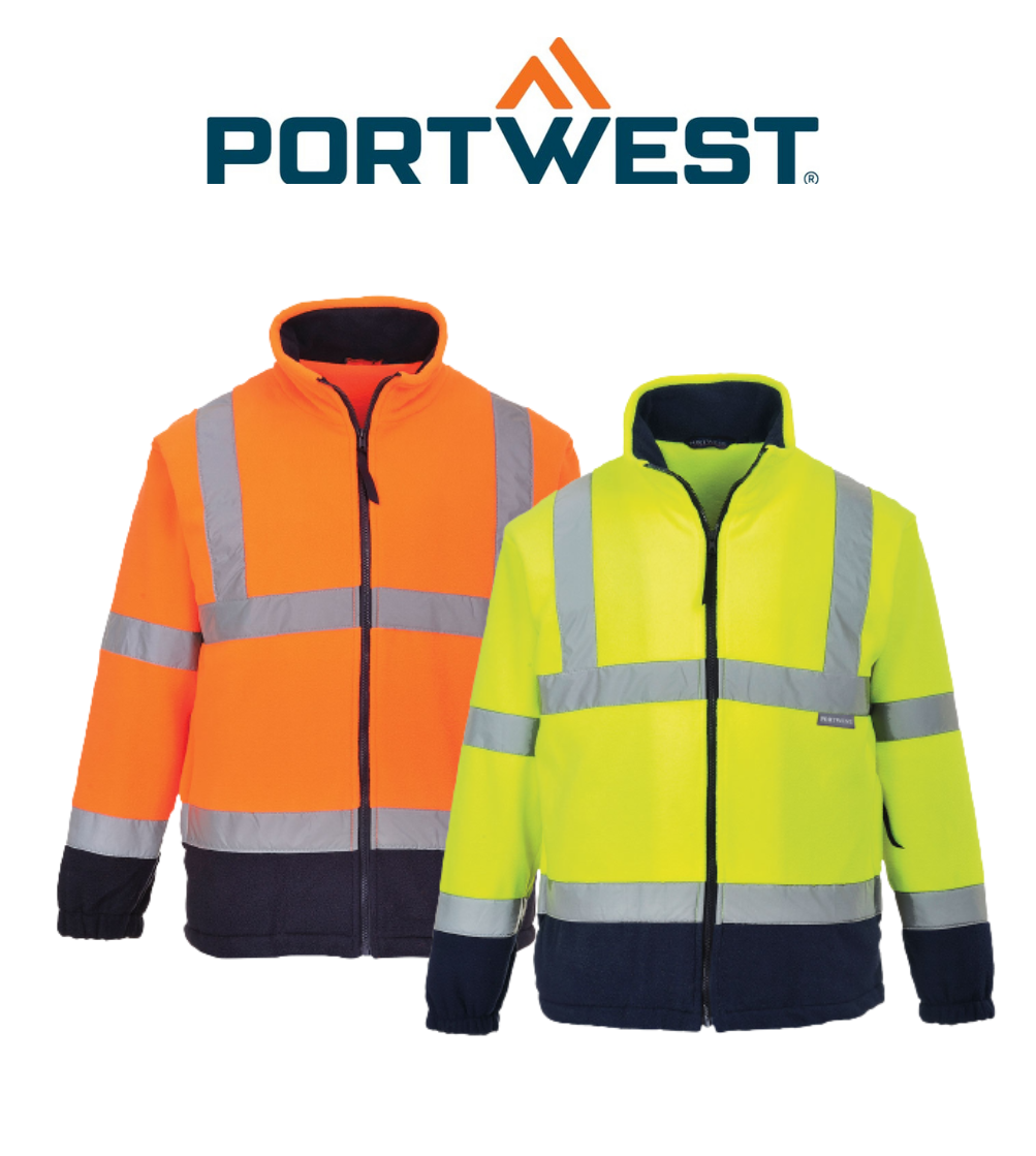 Portwest Polar Fleece Jacket Collar Zip Opening Reflective Work Safety F301