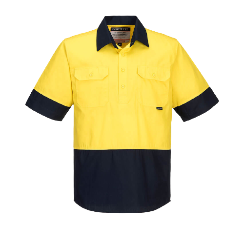 Portwest Hi-Vis Two Tone Lightweight Short Sleeve Closed Front Shirt Wear MC802