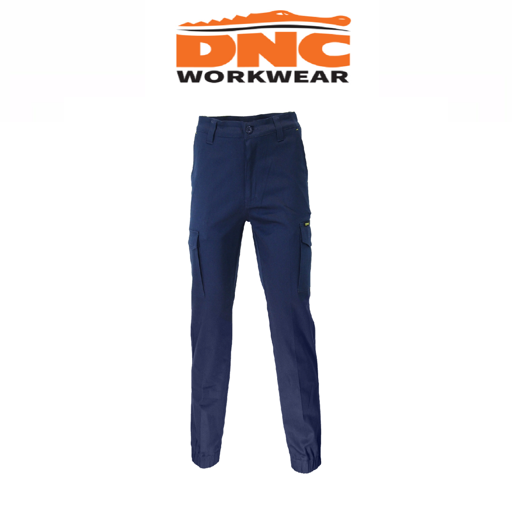 DNC Workwear Men SlimFlex Cargo Pants- Elastic Cuffs Tough Pant Work 3377