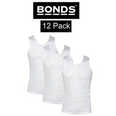 Mens Bonds White Chesty Singlet 12 Pack Bulk Wholesale Underwear Top Lot M700