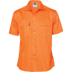 DNC Workwear Mens Cotton Drill Safety Shirt Short Sleeve Flame Retardant 3201