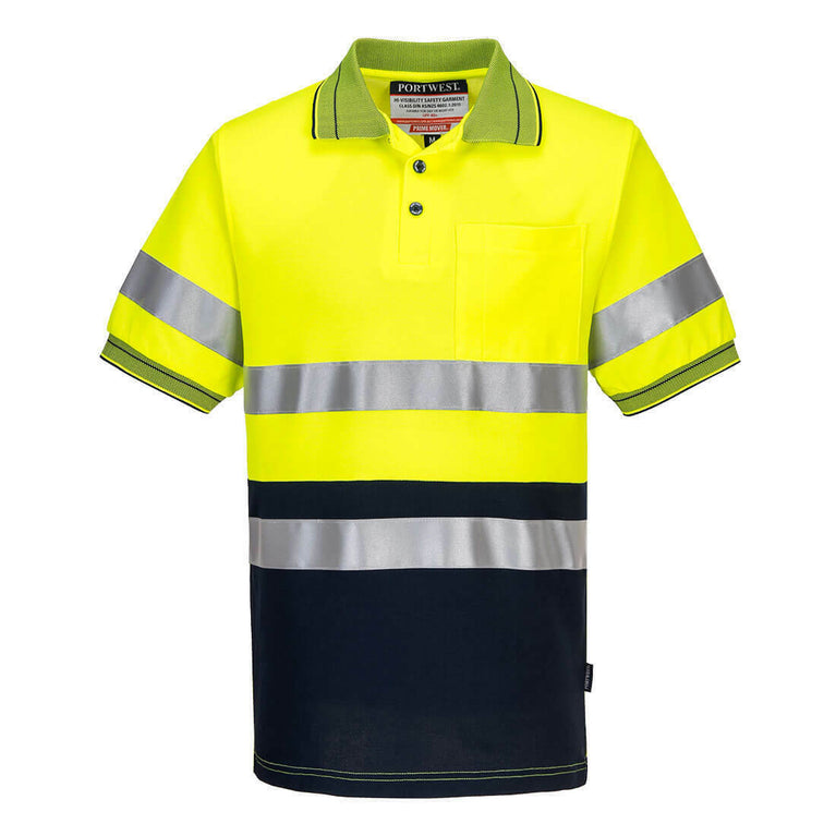 Portwest Mens Prime Mover Short Sleeve Cotton Comfort Polo Taped Hi-Vis MP310