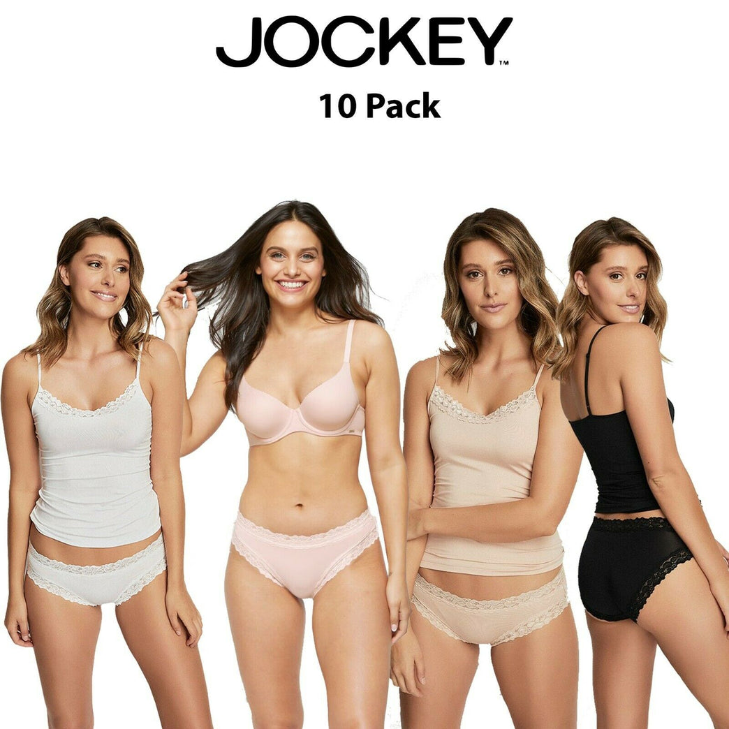 Womens Jockey Parisienne Classic Bikini Brief Undies lace Knickers 10 Pack WWLH