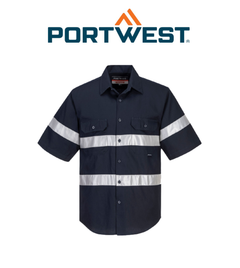 Portwest Geelong Shirt, Short Sleeve, Regular Weight Reflective Work MA909