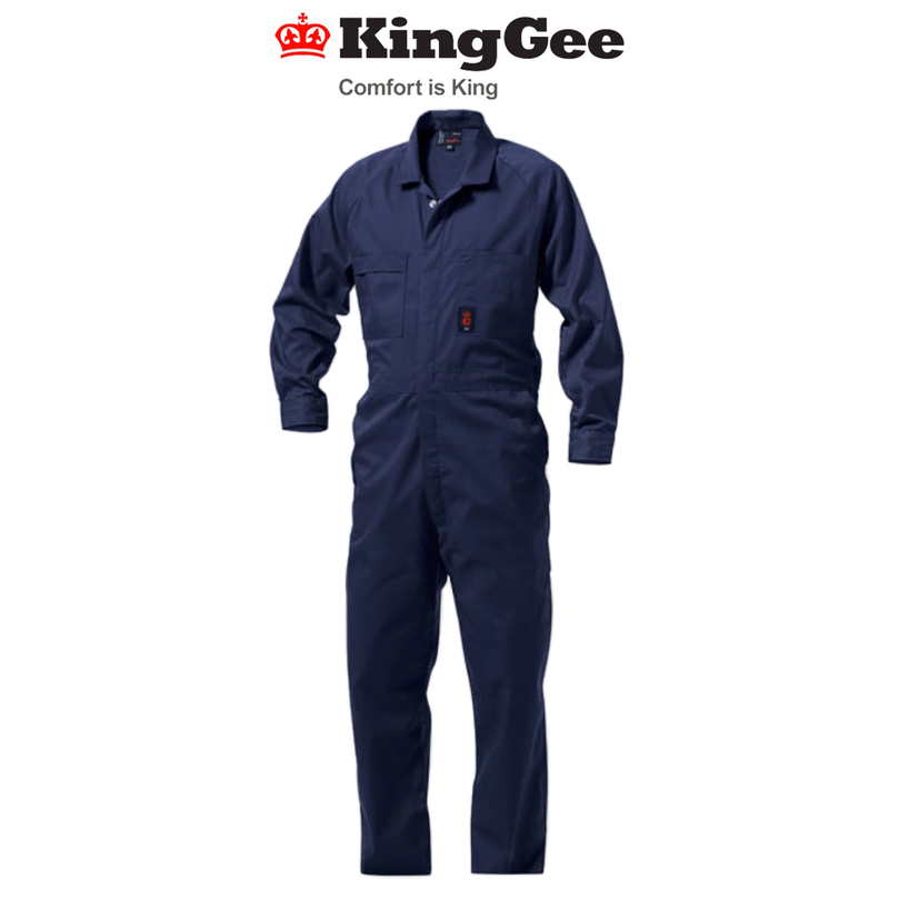 KingGee Mens Polycotton Combo Overall Coverall Work Safety Nickel Stud K01190