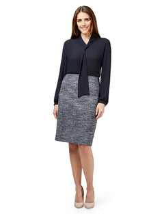 NNT Womens Formal Long Sleeve Tie Neck Blouse Soft Georgette Business CATUG4
