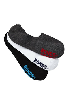 Mens Bonds Socks Footlet Logo Low Cut 3 Pack Comfort Arch Heel Grip SATQ3N