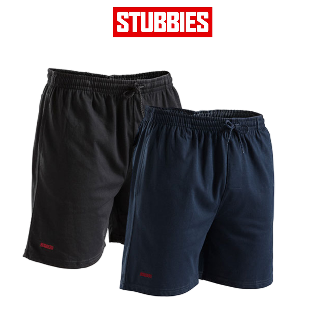 Stubbies Ruggers Mens Jersey Sweat Shorts Drawcord Cotton Elastic Work SE216H