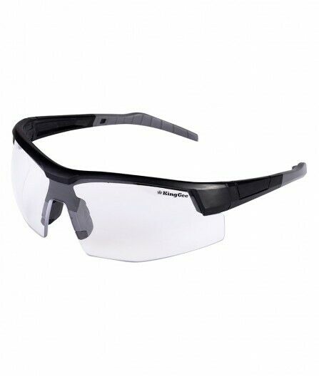 KingGee Unisex Combat Clear Safety Glasses Mat Black Workwear K99067