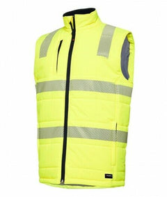 KingGee Mens Reflective Puffer Vest Storm Guard Waterproof Hi-Vis Safety K55020