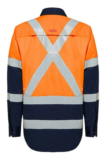 Hard Yakka Biomotion Hi-Vis X Cross Tape Safety Work Light Shirt Y04270